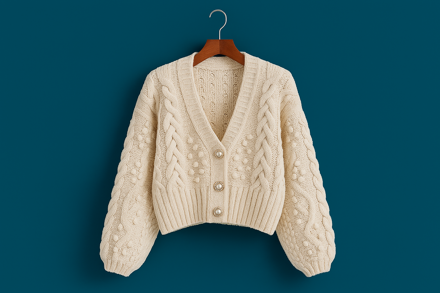 Women's Slimming Costume Jewellery Button Knitted Jacket