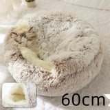2-in-1 Plush Pet Bed – Warm Round Bed for Cats & Dogs