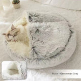 2-in-1 Plush Pet Bed – Warm Round Bed for Cats & Dogs