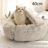 2-in-1 Plush Pet Bed – Warm Round Bed for Cats & Dogs