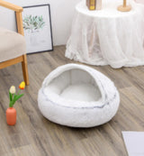 2-in-1 Plush Pet Bed – Warm Round Bed for Cats & Dogs
