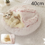 2-in-1 Plush Pet Bed – Warm Round Bed for Cats & Dogs