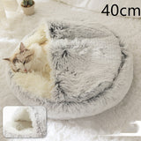 2-in-1 Plush Pet Bed – Warm Round Bed for Cats & Dogs