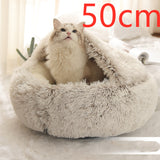 2-in-1 Plush Pet Bed – Warm Round Bed for Cats & Dogs