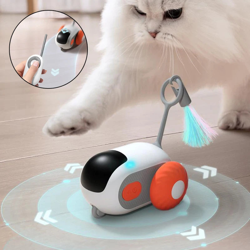 Remote Control Interactive Cat Toy Car – USB Charging, Self-Moving Chase Toy for Cats