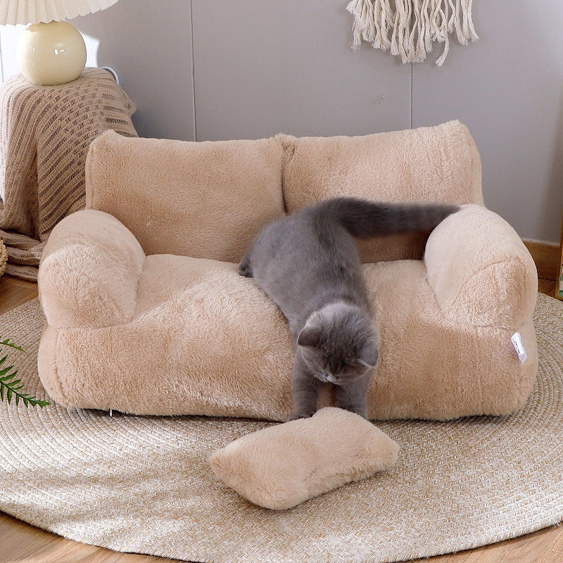 Luxury Plush Cat & Dog Bed – Warm Winter Sofa Nest for Small to Medium Pets