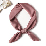 Simple Solid Color Silk-like Hair-tied Scarf