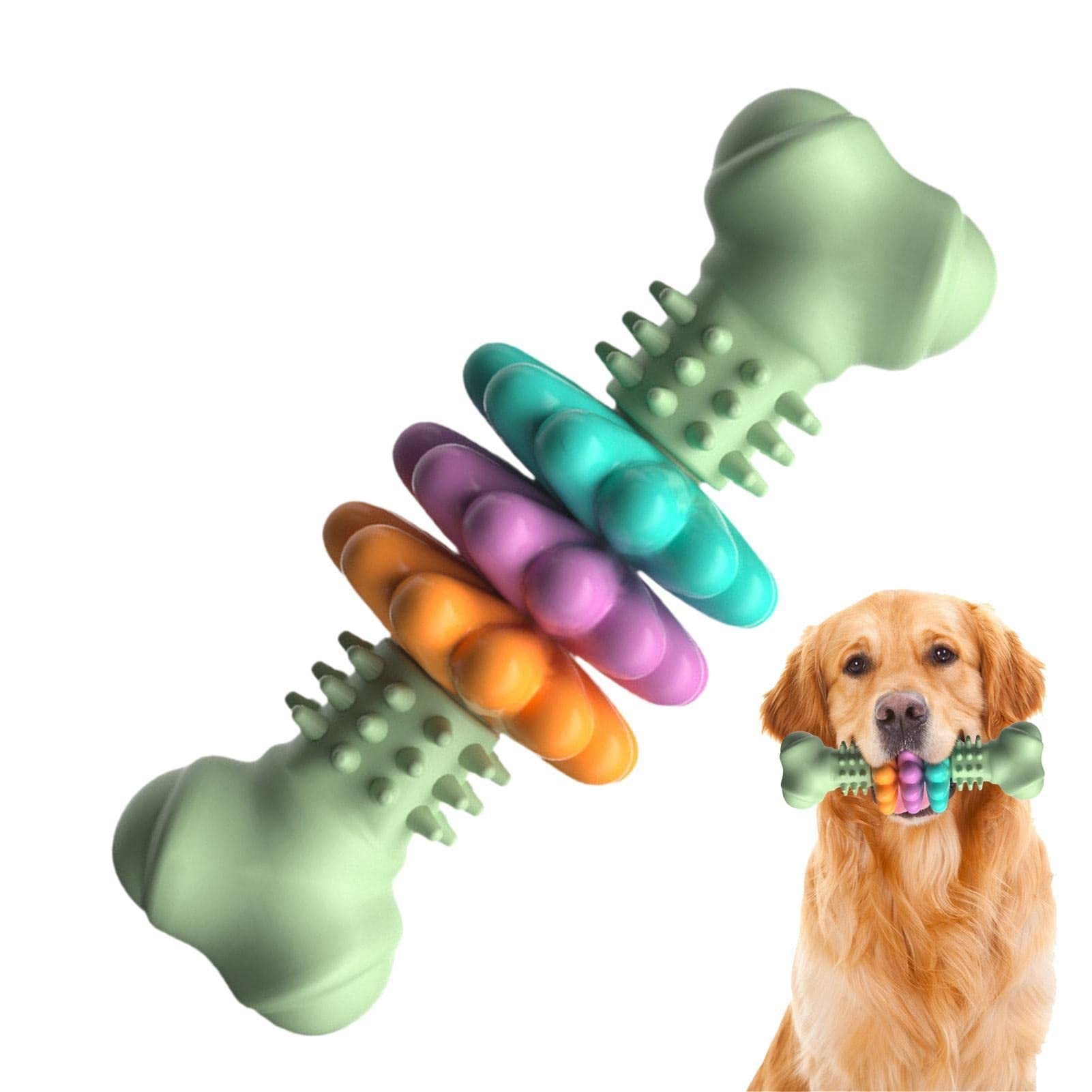 Indestructible TPR Dog Bone Chew Toy – Teeth Cleaning & Bite Resistant