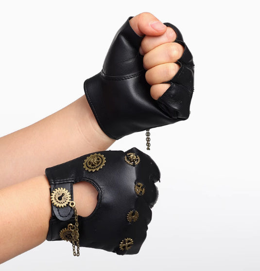 Steampunk Retro Gloves Gear Chain