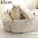2-in-1 Plush Pet Bed – Warm Round Bed for Cats & Dogs