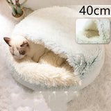2-in-1 Plush Pet Bed – Warm Round Bed for Cats & Dogs