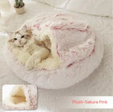 2-in-1 Plush Pet Bed – Warm Round Bed for Cats & Dogs
