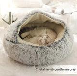 2-in-1 Plush Pet Bed – Warm Round Bed for Cats & Dogs