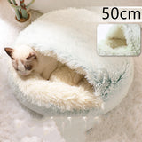 2-in-1 Plush Pet Bed – Warm Round Bed for Cats & Dogs
