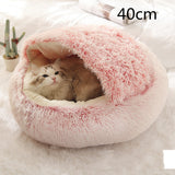 2-in-1 Plush Pet Bed – Warm Round Bed for Cats & Dogs