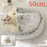 2-in-1 Plush Pet Bed – Warm Round Bed for Cats & Dogs