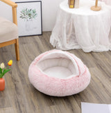 2-in-1 Plush Pet Bed – Warm Round Bed for Cats & Dogs