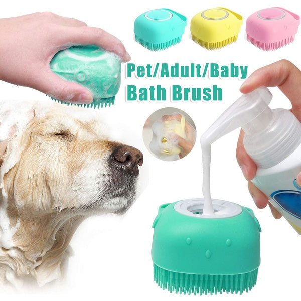 Silicone Pet Bath Brush Glove – Massage & Shampoo Tool for Dogs & Cats