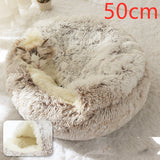 2-in-1 Plush Pet Bed – Warm Round Bed for Cats & Dogs