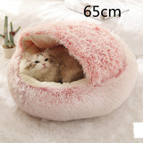 2-in-1 Plush Pet Bed – Warm Round Bed for Cats & Dogs