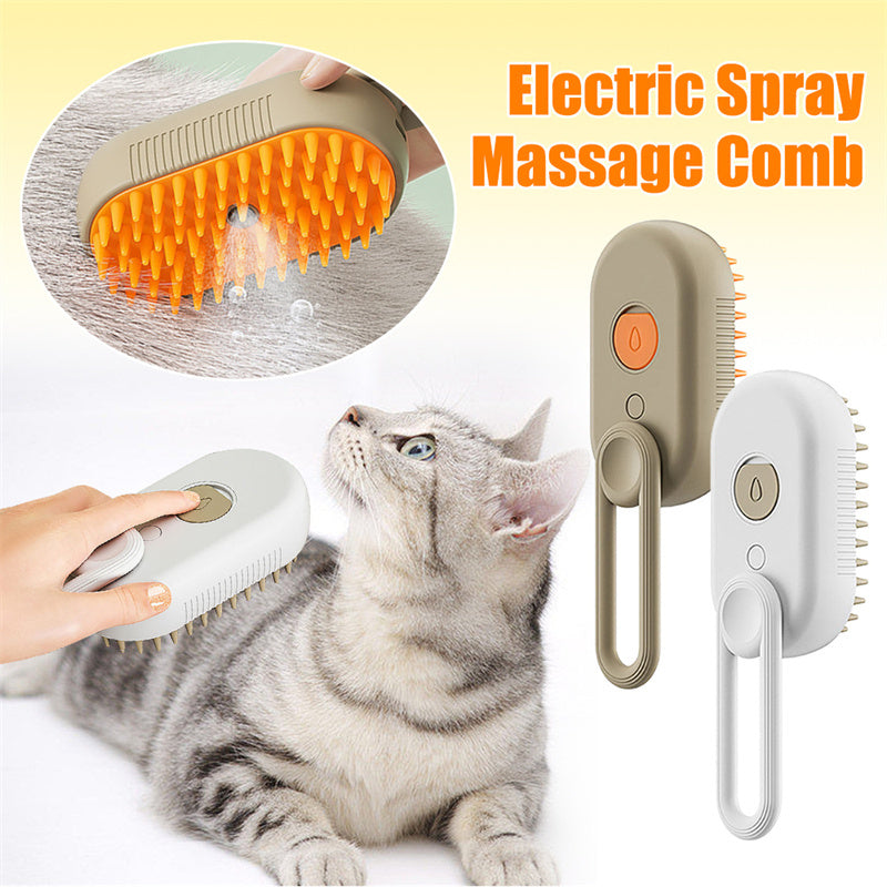 3-in-1 Electric Pet Brush – Steam Spray Comb for Cats & Dogs, Massage & Hair Removal