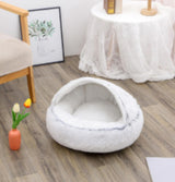 2-in-1 Plush Pet Bed – Warm Round Bed for Cats & Dogs