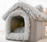 Foldable Winter Pet Bed Cave – Warm Dog/Cat Kennel Sofa