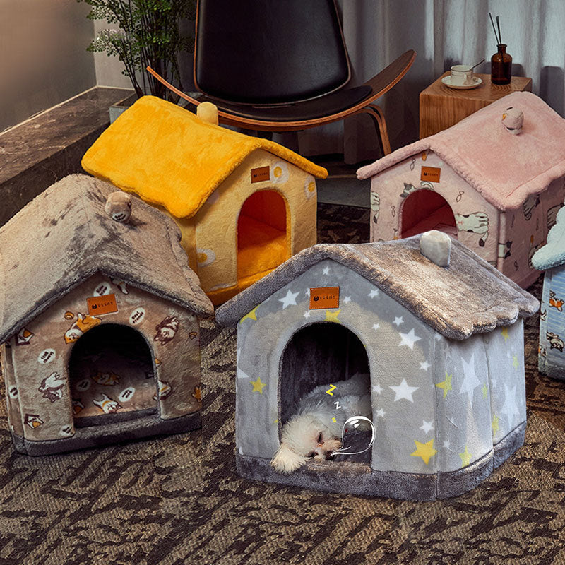 Foldable Winter Pet Bed Cave – Warm Dog/Cat Kennel Sofa