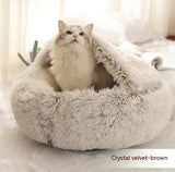2-in-1 Plush Pet Bed – Warm Round Bed for Cats & Dogs