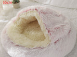 2-in-1 Plush Pet Bed – Warm Round Bed for Cats & Dogs