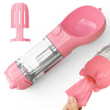 3-in-1 Portable Dog Water Bottle – Feeder, Bowl & Waste Bag Storage