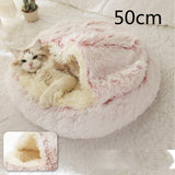 2-in-1 Plush Pet Bed – Warm Round Bed for Cats & Dogs