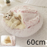 2-in-1 Plush Pet Bed – Warm Round Bed for Cats & Dogs