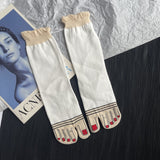 Thin Pure Cotton Japanese Style Cartoon Toe Socks