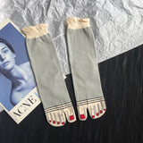 Thin Pure Cotton Japanese Style Cartoon Toe Socks