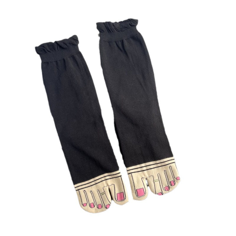 Thin Pure Cotton Japanese Style Cartoon Toe Socks