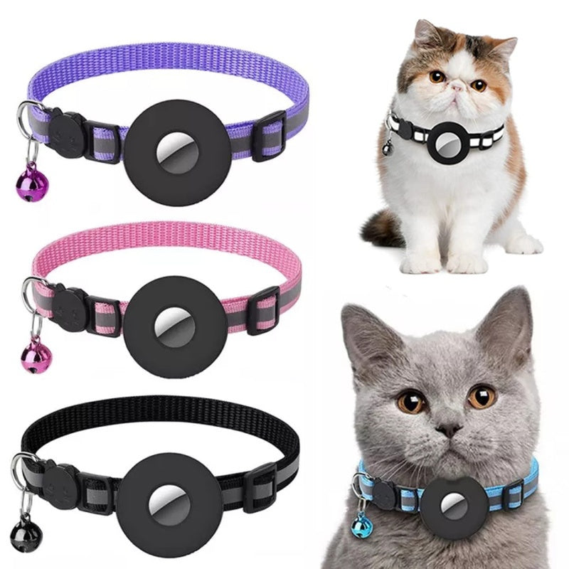 Reflective Waterproof Pet Collar with AirTag Holder – For Cats & Dogs