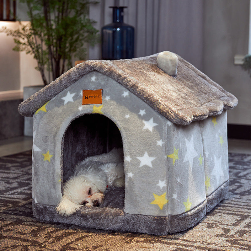 Foldable Winter Pet Bed Cave – Warm Dog/Cat Kennel Sofa
