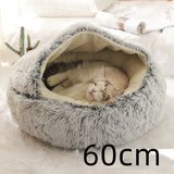2-in-1 Plush Pet Bed – Warm Round Bed for Cats & Dogs