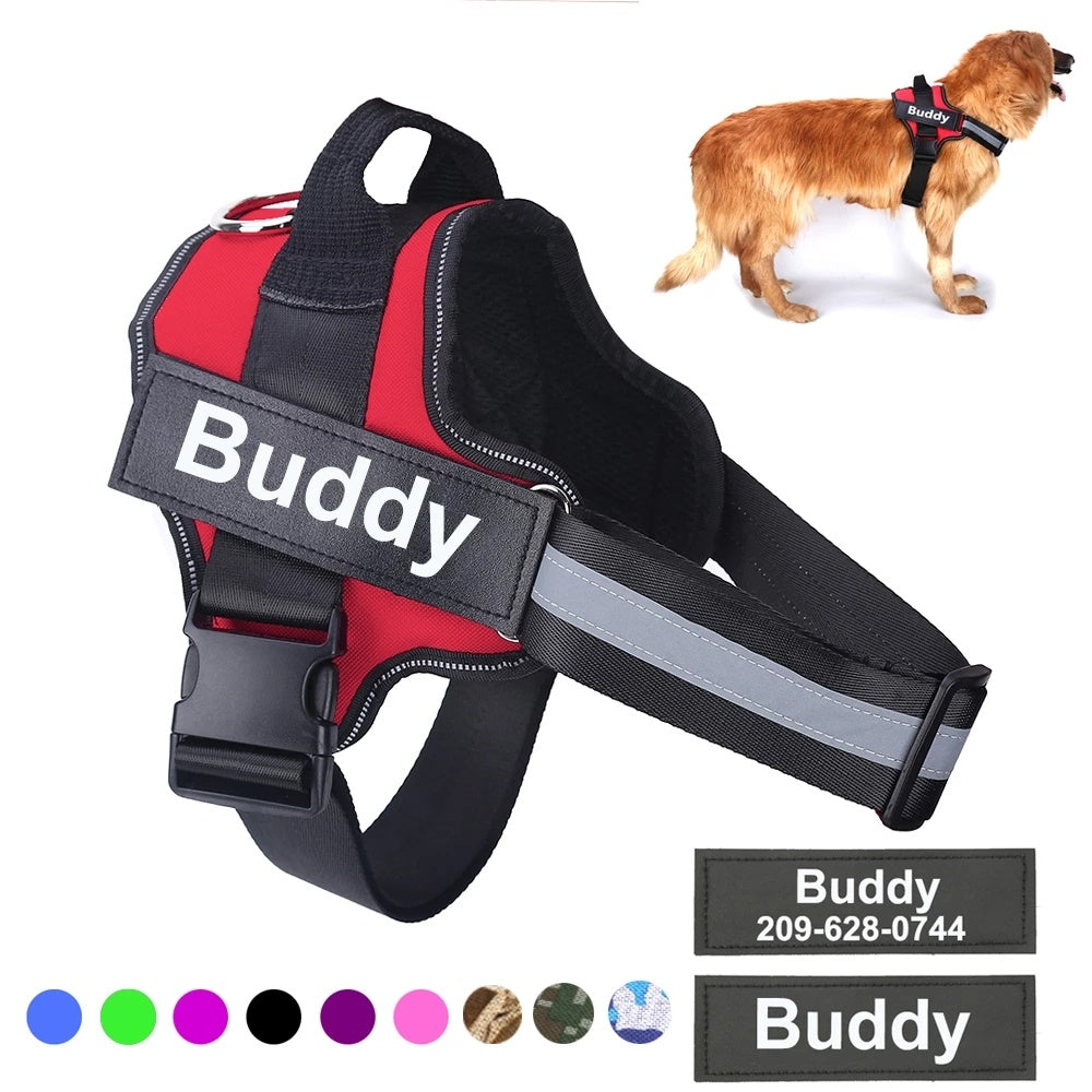 Personalized No-Pull Reflective Dog Harness – Adjustable & Breathable Vest with Custom Patch