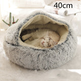 2-in-1 Plush Pet Bed – Warm Round Bed for Cats & Dogs