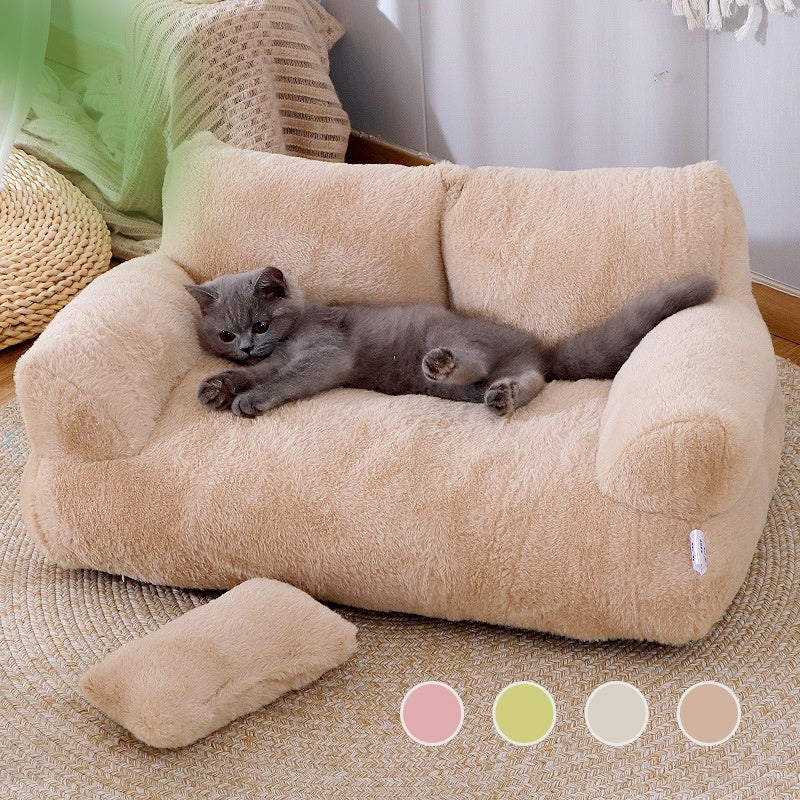 Luxury Plush Cat & Dog Bed – Warm Winter Sofa Nest for Small to Medium Pets