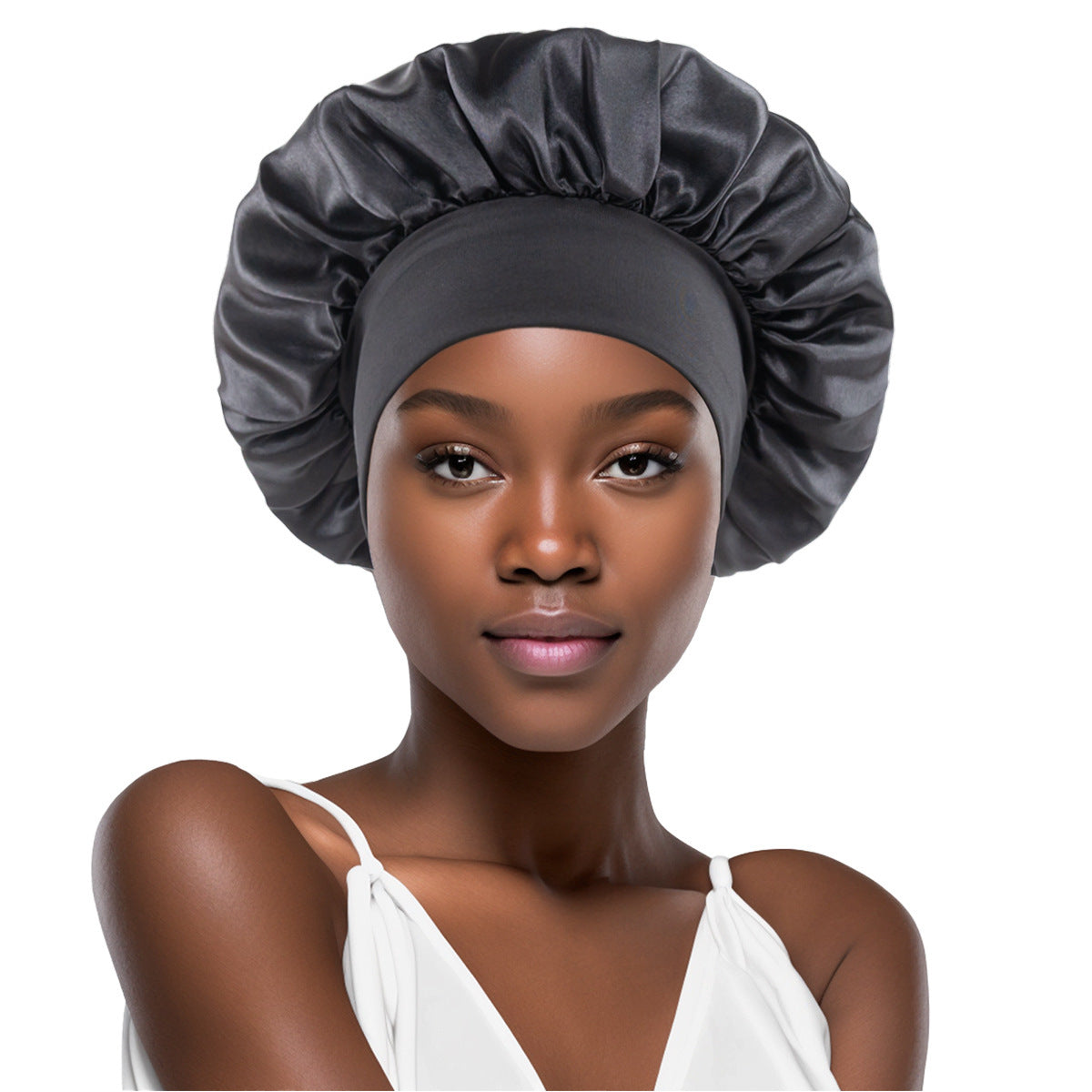 Classic Solid Color Fashion Satin Wide Brim Nightcap