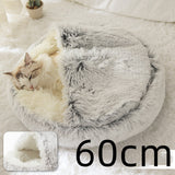 2-in-1 Plush Pet Bed – Warm Round Bed for Cats & Dogs