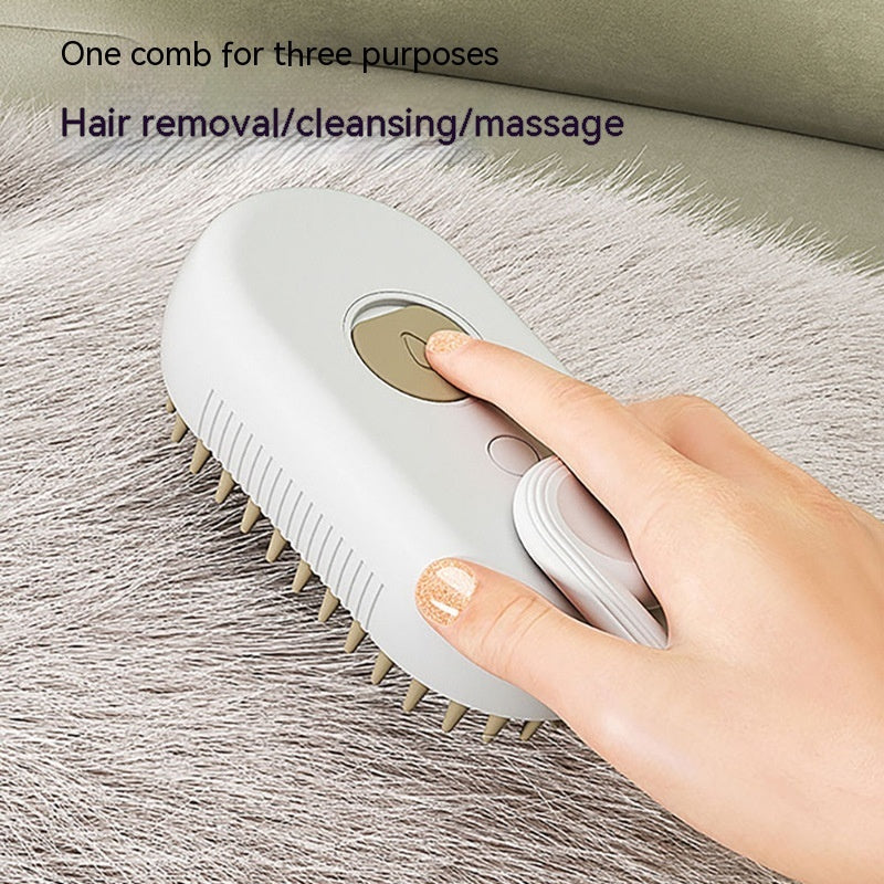 3-in-1 Electric Pet Brush – Steam Spray Comb for Cats & Dogs, Massage & Hair Removal