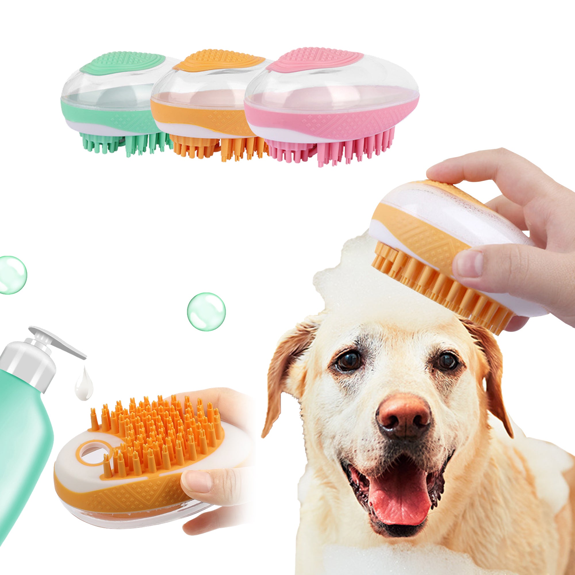 2-in-1 Pet Bath & Massage Brush – Soft Silicone Grooming Tool for Dogs & Cats