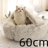 2-in-1 Plush Pet Bed – Warm Round Bed for Cats & Dogs