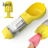 3-in-1 Portable Dog Water Bottle – Feeder, Bowl & Waste Bag Storage
