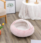 2-in-1 Plush Pet Bed – Warm Round Bed for Cats & Dogs