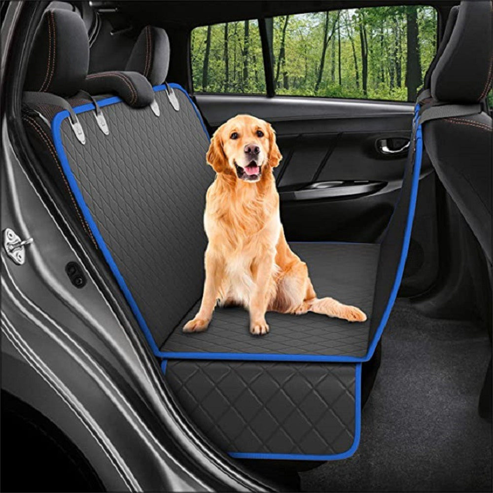 Dog Car Seat Cover with Mesh Window – Travel Hammock, Zipper, & Pocket for Rear Seat Safety